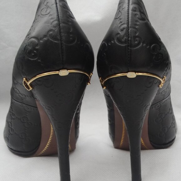 GUCCI GG Logo Guccisima Monogram Pumps Peep Toe 39.5/9 US, Horsebit heel ITALY - Picture 4 of 12